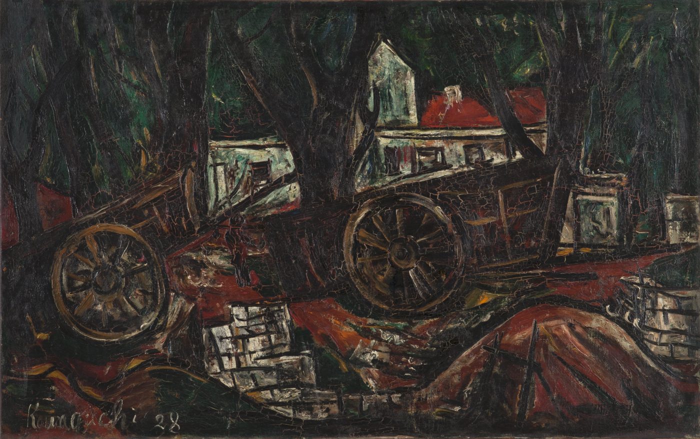 川口軌外《車のある風景》 1928 年 油彩、キャンバス