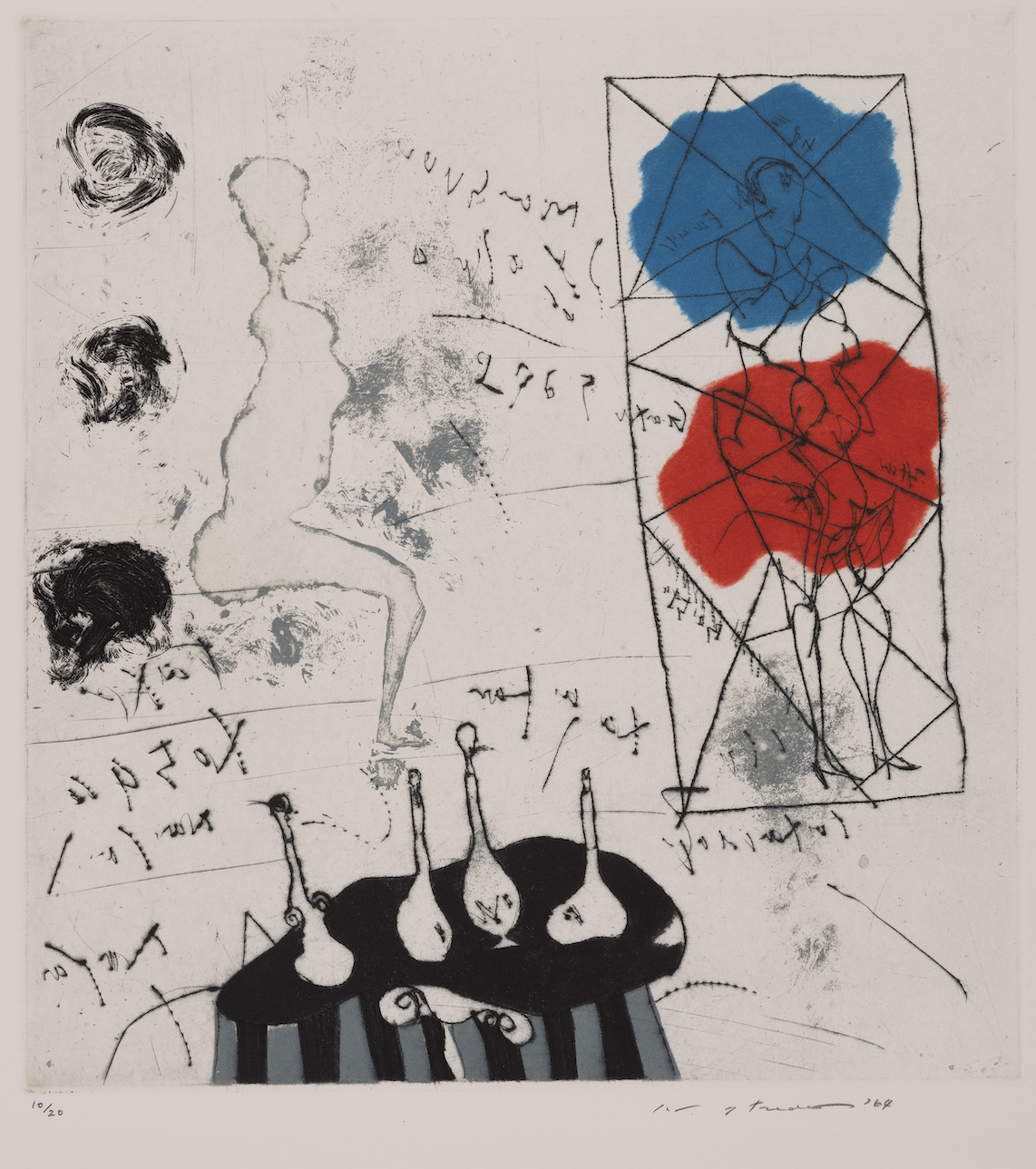 池田満寿夫《鏡の前の女》1964年　ドライポイント、ルーレット、エッチング　広島市現代美術館蔵