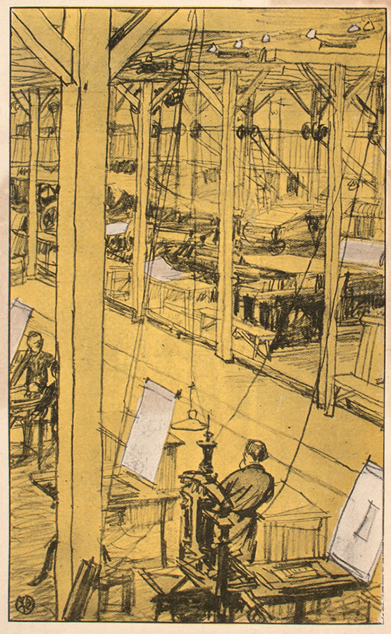 石井柏亭《休業》『方寸』第2巻第4号挿画 1908年