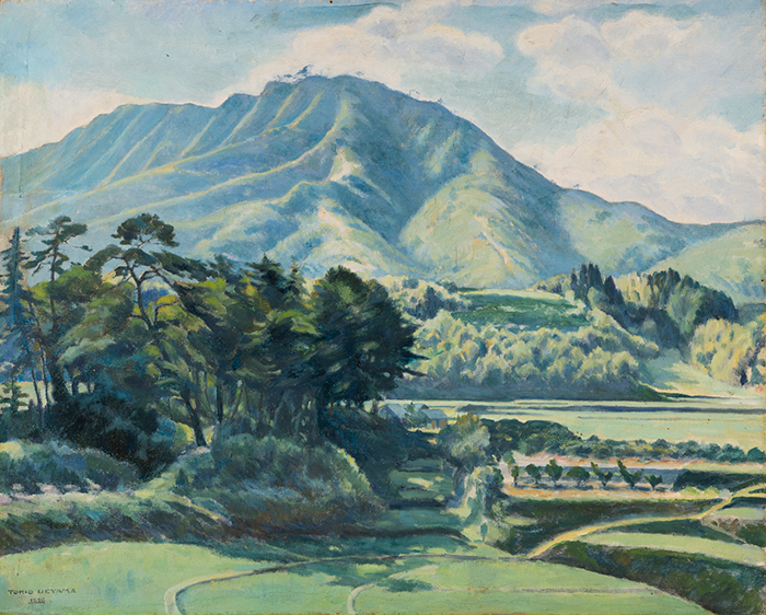 上山鳥城男 《鳥屋城山》 1936年 油彩、キャンバス 有田川町立鳥屋城小学校蔵 | Tokio Ueyama, Mt. Toyajo, 1936, Oil on canvas, Aridagawa Municipal Toyajo Elementary School. *Gift of the artist