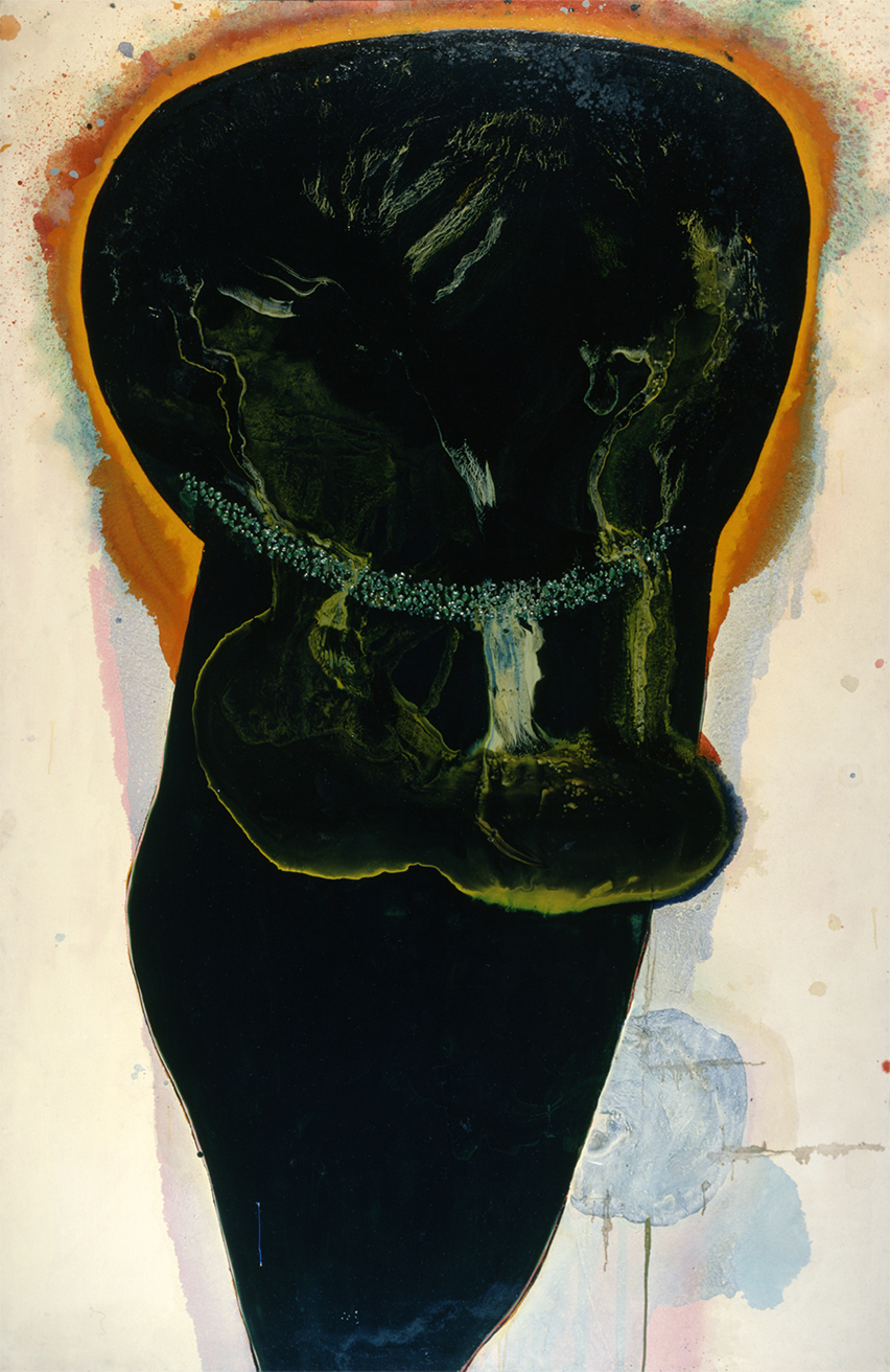 元永定正《作品》1964年　アクリル・小石、キャンバス　当館蔵