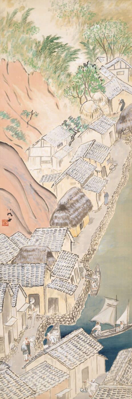 山口 八九子《水辺村落》1917年頃 絹本着色 当館蔵 *展示は5月27日から