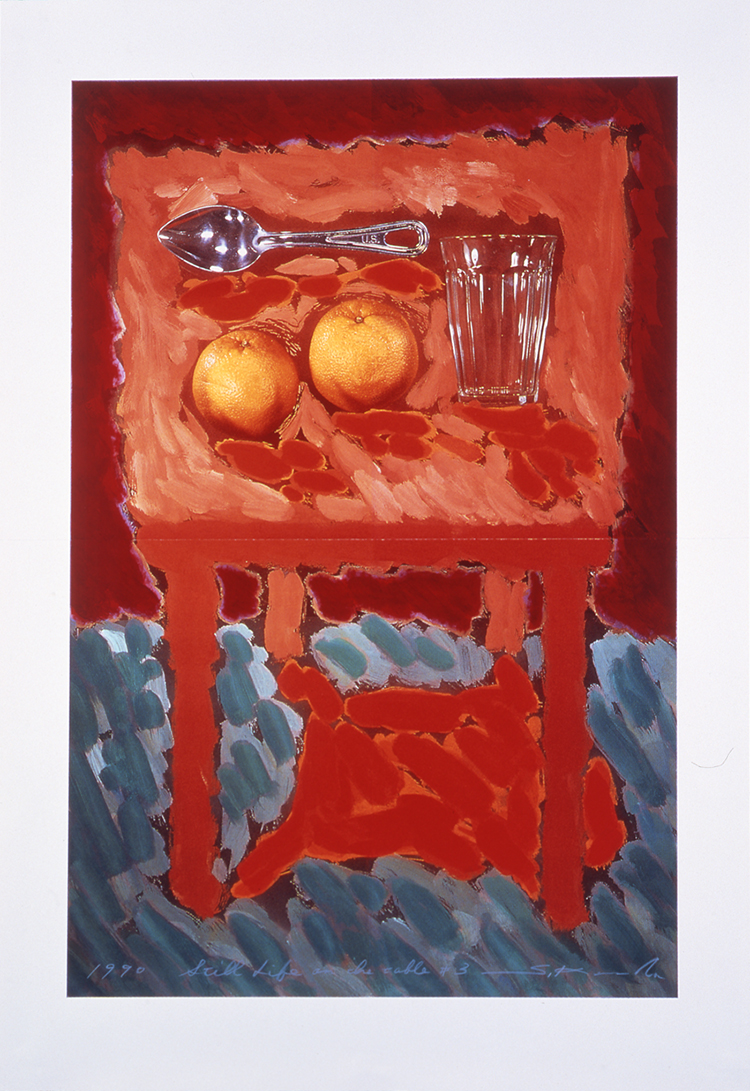 小枝 繁昭《Still Life on the Table #3》1990年</br>シルクスクリーン、アクリル絵具、紙　当館蔵