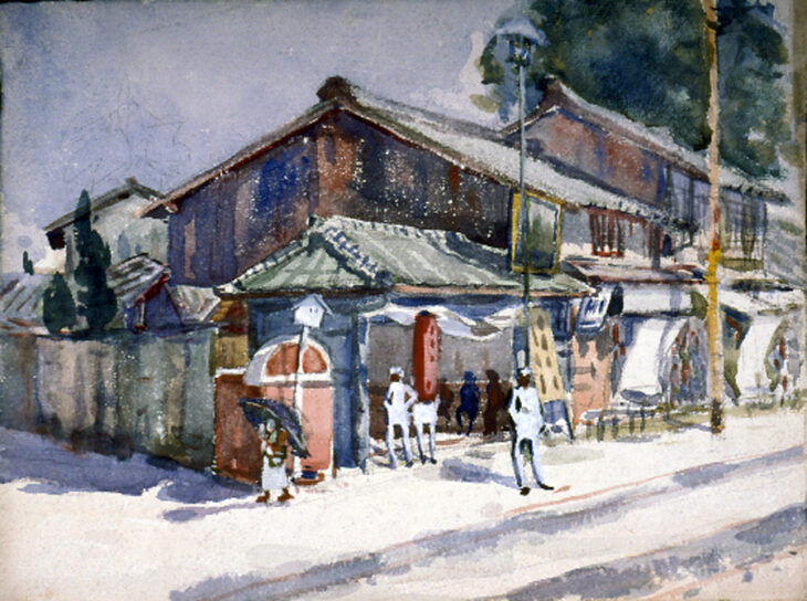 大亦新治郎《扇之芝》1911（明治44）頃　水彩、紙　和歌山県立近代美術館蔵