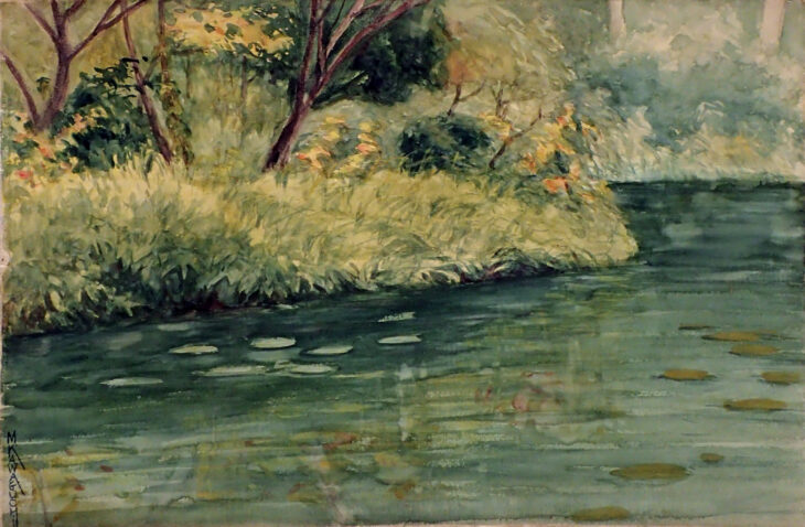 川口軌外《鳥尾川風景（丹生ノ図）》1910（明治43） 水彩、紙　和歌山県立近代美術館蔵