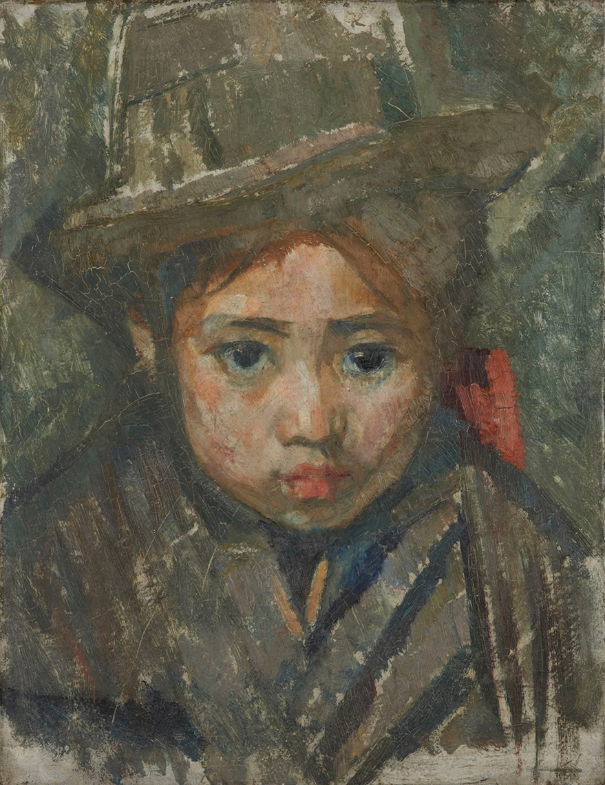 中村彝《帽子を被る少女》1912年<br>油彩、キャンバス　田辺市立美術館蔵（脇村義太郎コレクション）