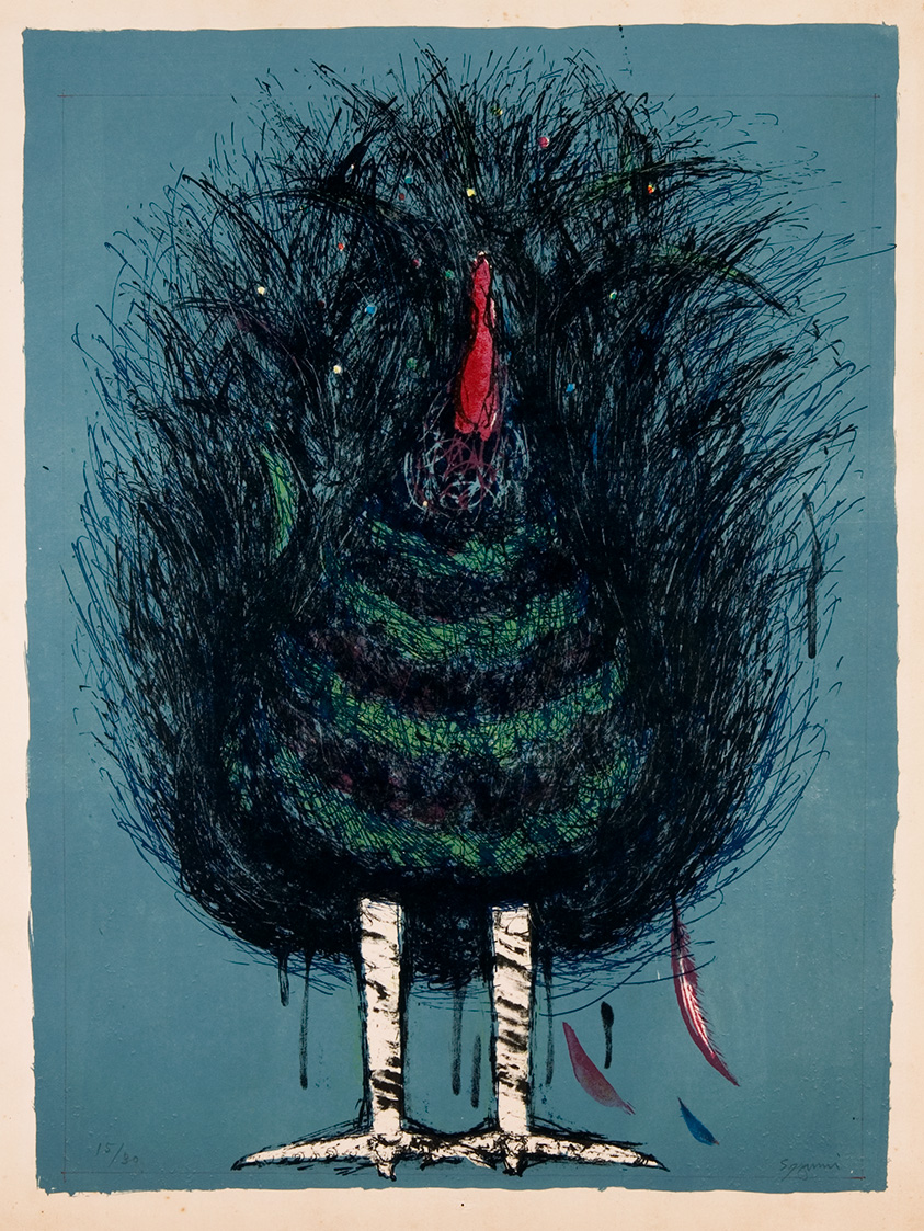 泉茂《七面鳥》1958年　リトグラフ、紙　当館蔵［前期展示］