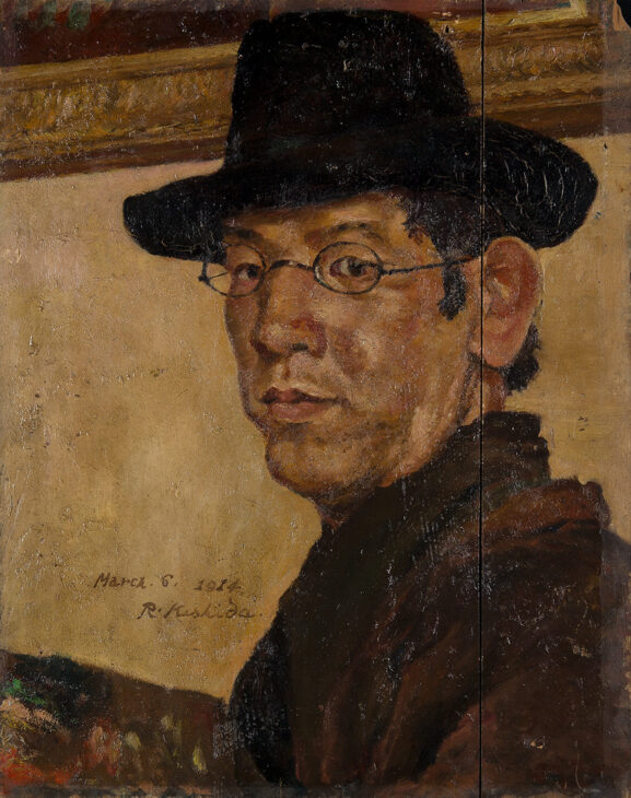 岸田劉生《黒き帽子の自画像》1914（大正3）　個人蔵